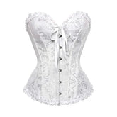 BurVogue Women’s Lace-Up Floral Boned Corset Overbust Body Shaper - Himpall
